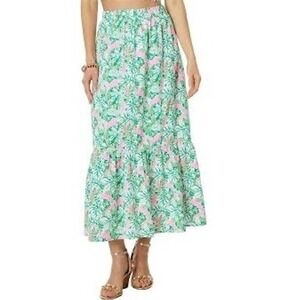 Lilly Pulitzer Kasida Women's Botanical Garden Tiered Maxi Skirt Just Wing It 4